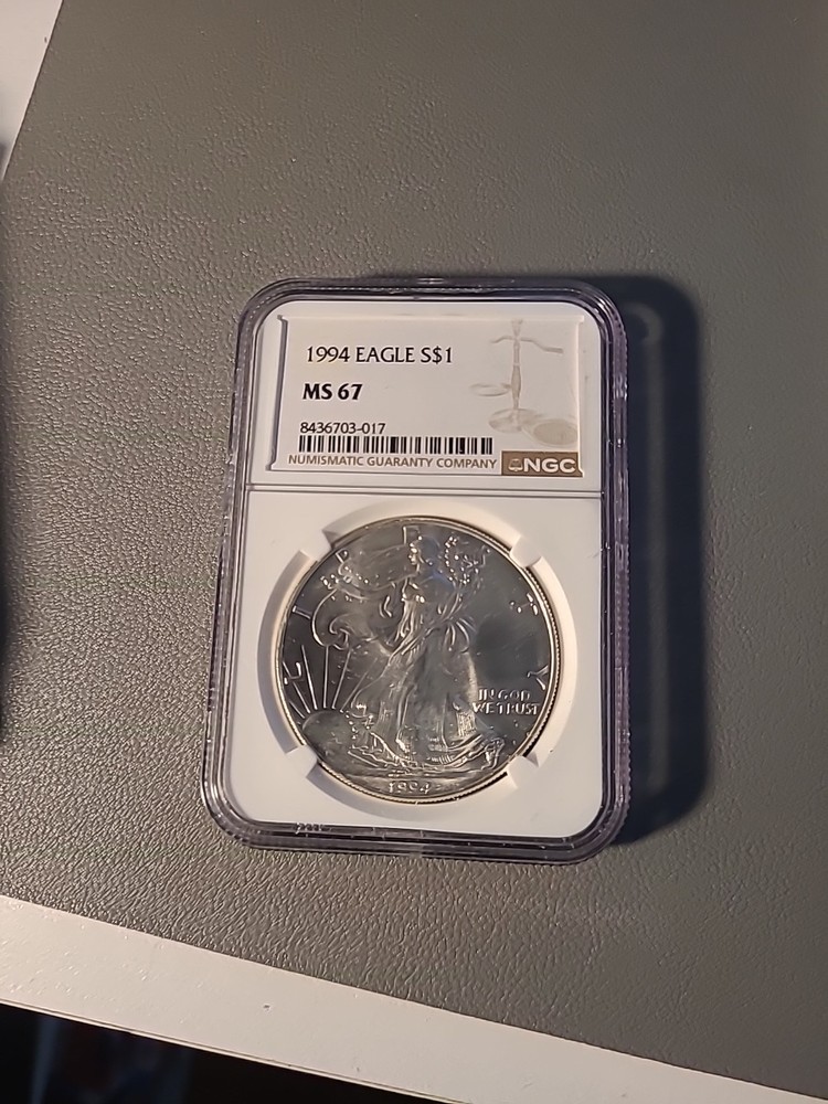 1994 $1 Silver American Eagle--NGC UNC MS67