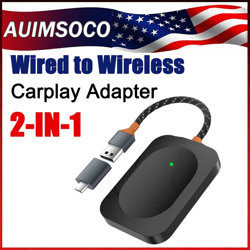Wireless CarPlay Adapter for Apple iPhone & Android Auto USB Adapter Plug & Play