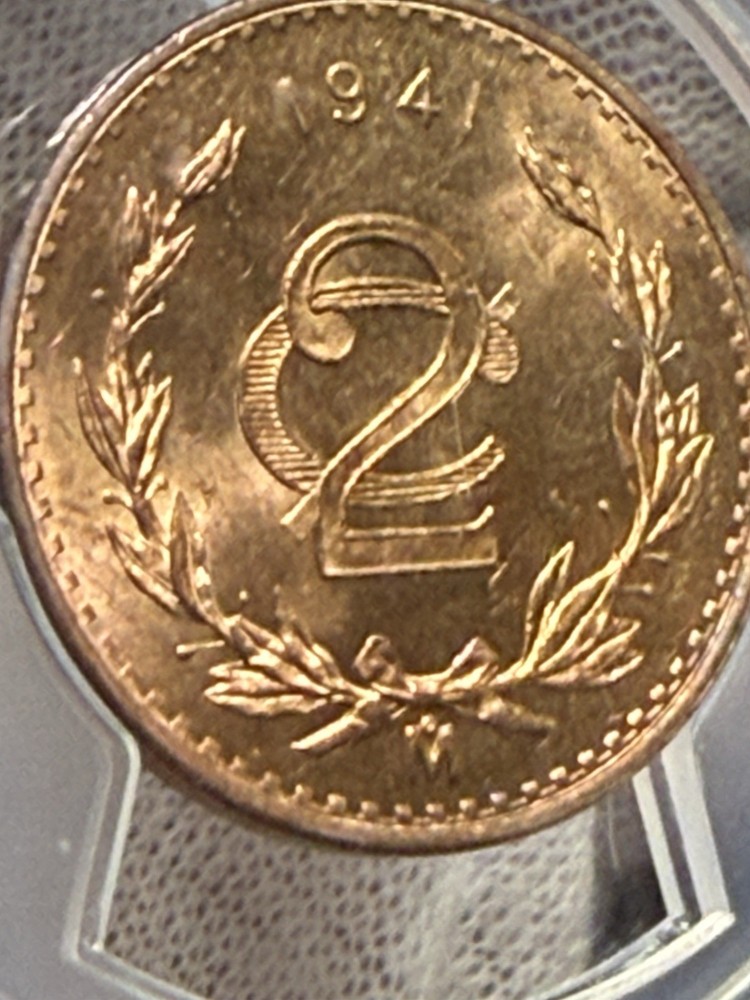 1941 -Mo Mexico 2 Centavos PCGS MS64 RD Red