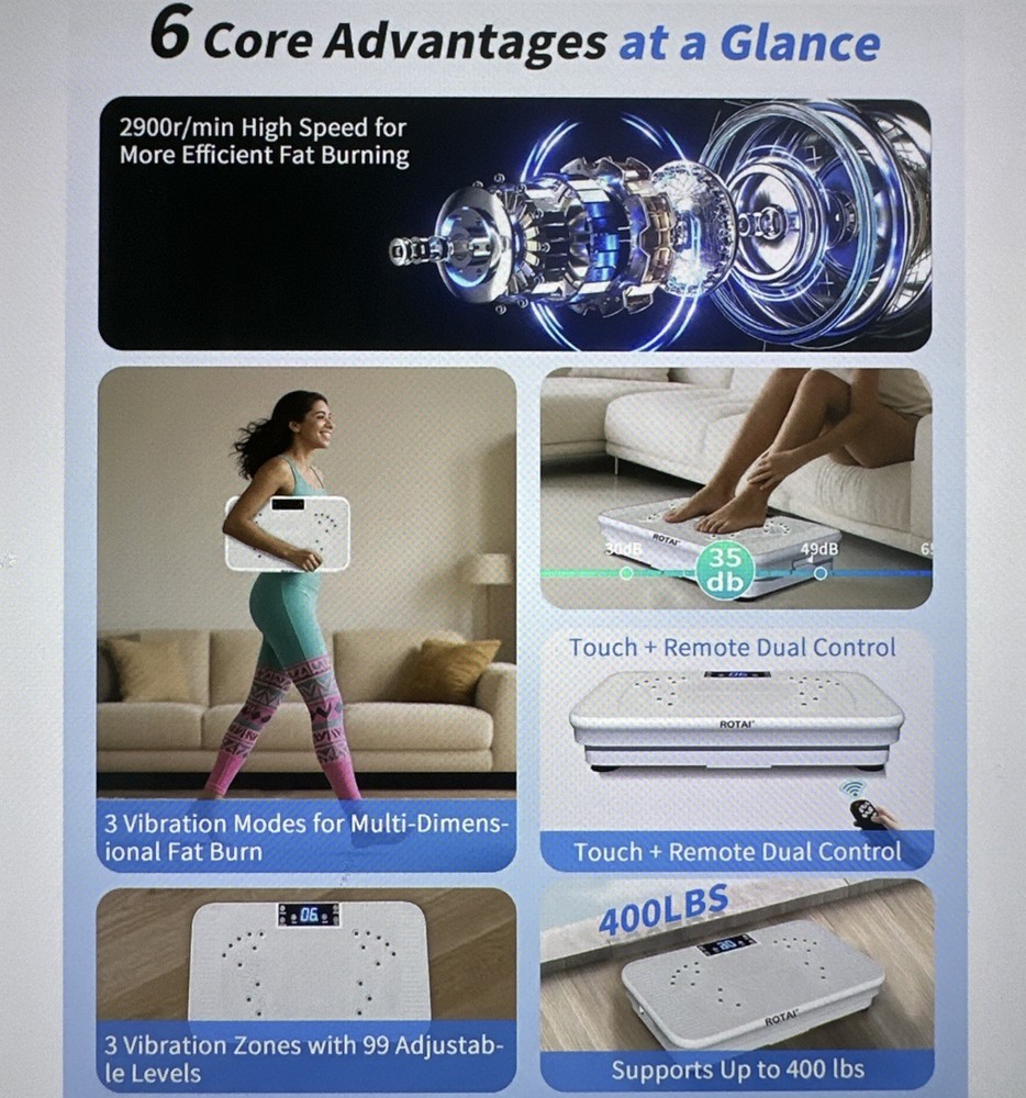 ROTAI SHAKE PLATE VIBRATION EXERCISE MACHINE-LYMPHATIC DRAINAGE - Light White
