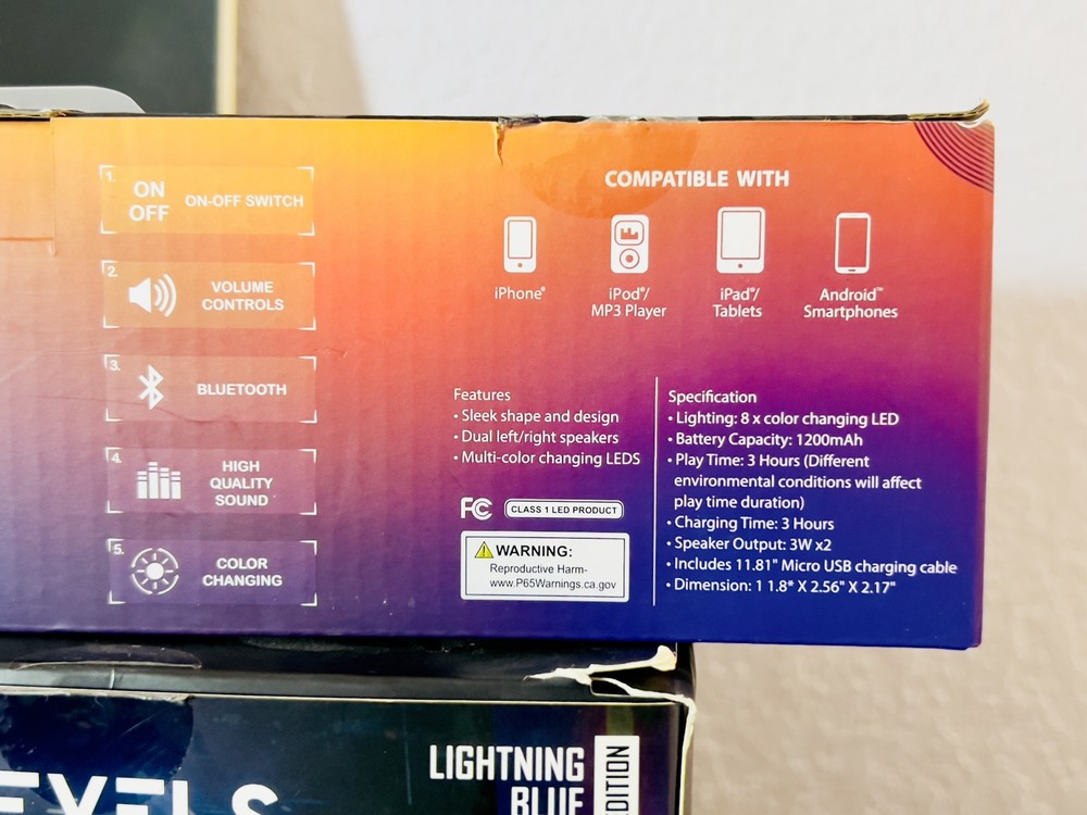 bluetooth speaker + gaming LED colour changing volume control rechargeable