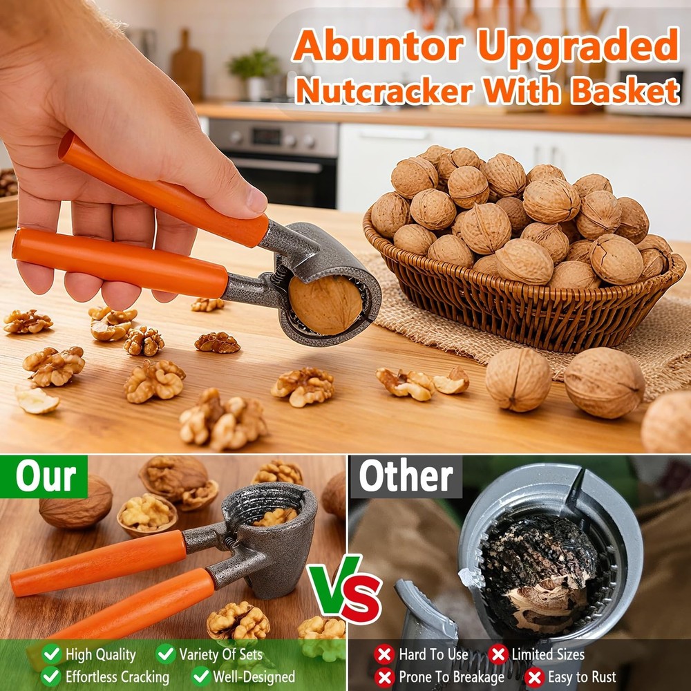 Nut Crackers Heavy Duty Nutcracker For Pecan Walnuts With Basket, Hazelnuts, ...