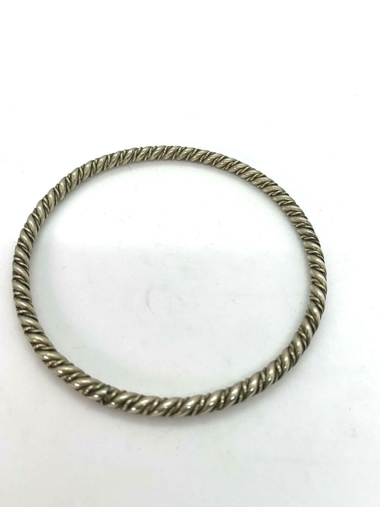 Silver Bangle Bracelet Twisted Design 2.5 inches ID