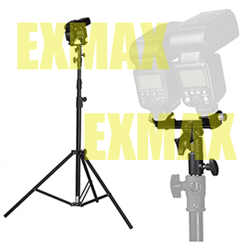 EXMAX E2 Adjustable Double Flash Bracket for Studio Video DSLR Camera,180°,Solid