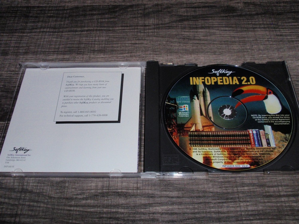 Infopedia 2.0 PC CD-ROM SoftKey 1996 Encyclopedia Reference for Windows 95/3.1
