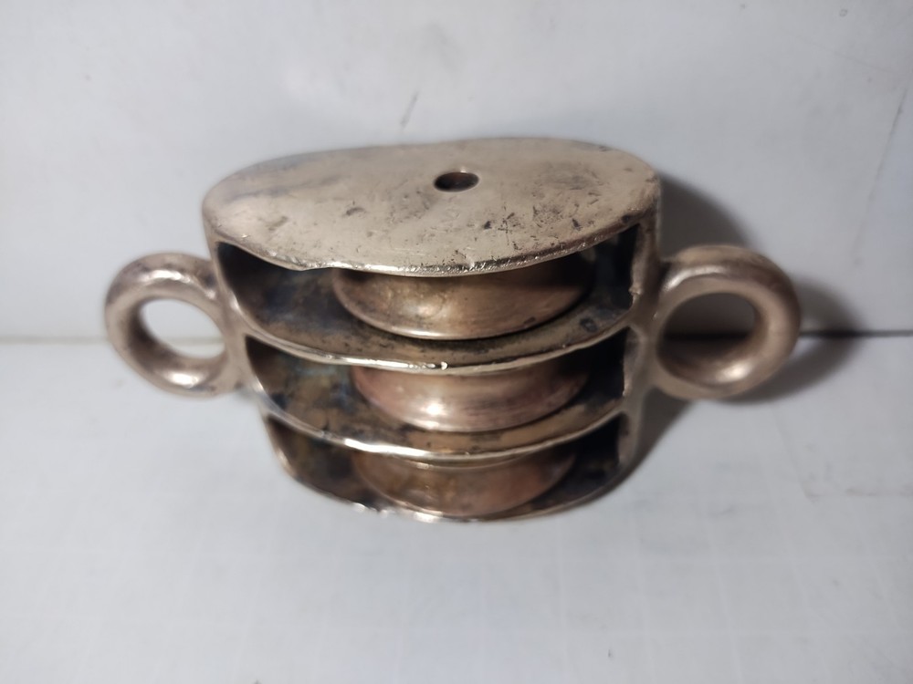 Antique Heavy Solid Brass Nautical Rigging Pulley