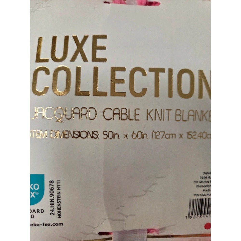 Luxe Collection Pink Plush Throw Blanket 50x60 Cable Knit Texture Soft