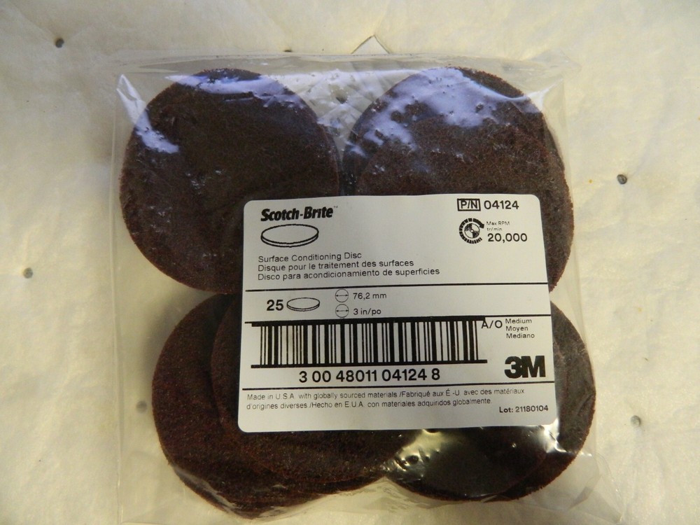 3M 3" Diam, Aluminum Oxide Hook & Loop Disc QTY 25 04124