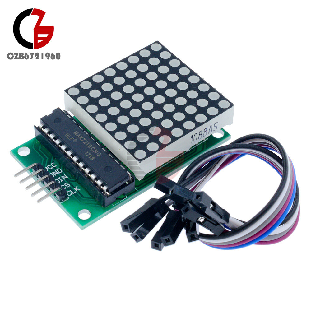2PCS MAX7219 LED 8x8 Dot Matrix Module Red Light Assembled w/ Cable For Adduino