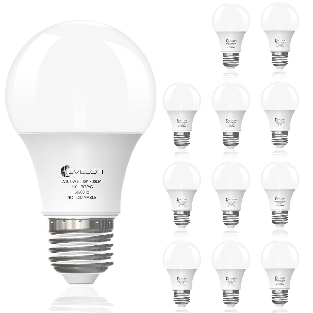 A19 LED Light Bulbs,60 Watt Equivalent Daylight 5000K with E26 Base,Efficient...