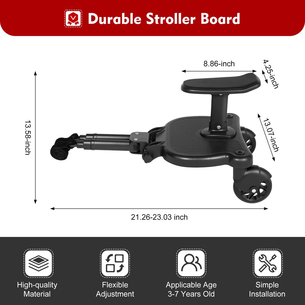 Universal 2 in 1 Stroller Ride Board &Detachable Seat, Stroller Glider board