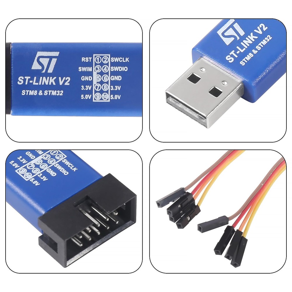 6pcs ST-Link V2 Emulator Downloader Programmer Support Programming Unit STM8 ...