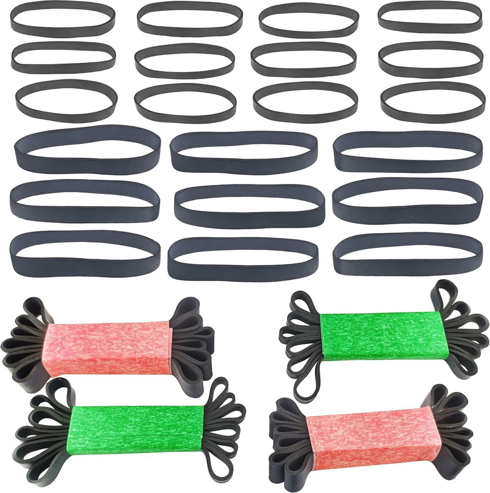 40 Pack Heavy Duty Black Rubber Bands – Assorted Sizes Thick Rubber Bands for St