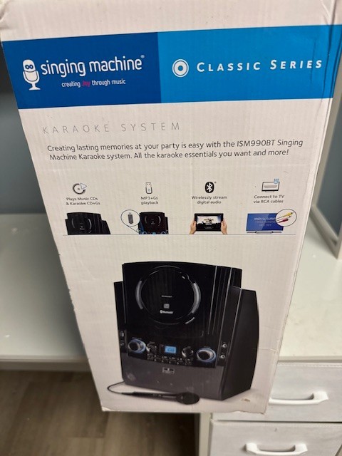 Singing Machine ISM990BT Bluetooth Karaoke System CD+G Player USB Mic Bundle