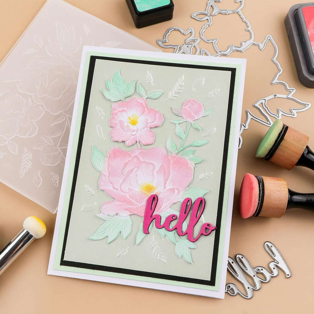 3D Embossing Folder for Card Making,Flower Clear Plastic Texture Fades Embossing