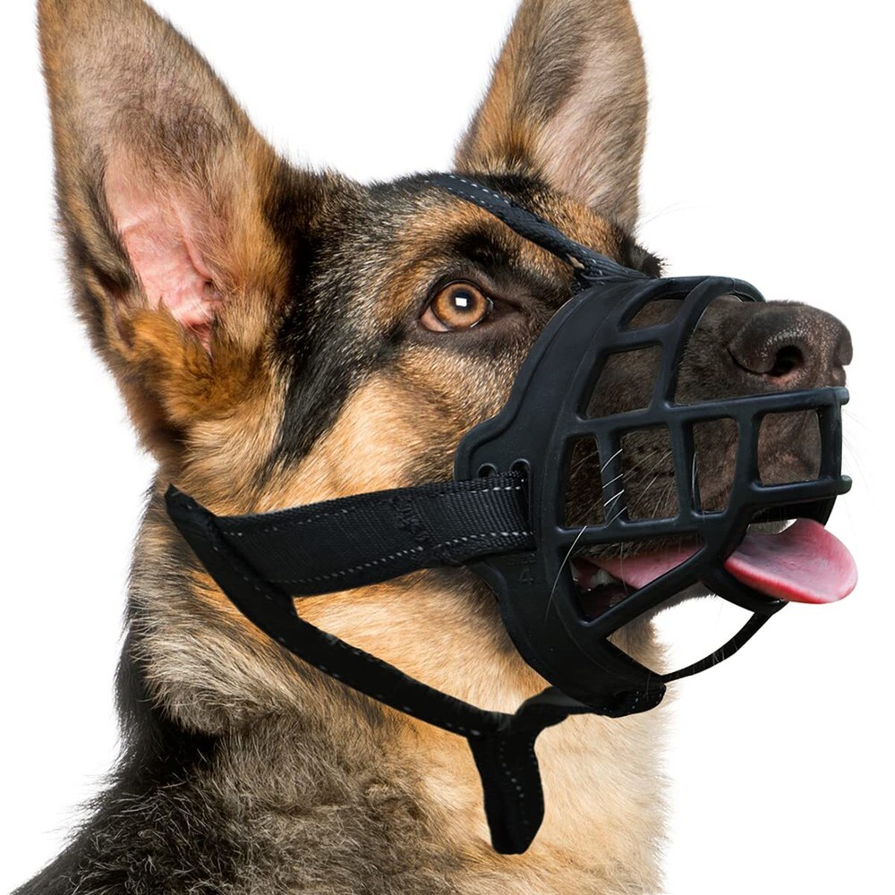 Dog Muzzle, Silicone Basket Muzzle for Small Medium Large Dogs, Soft Cage Muz...