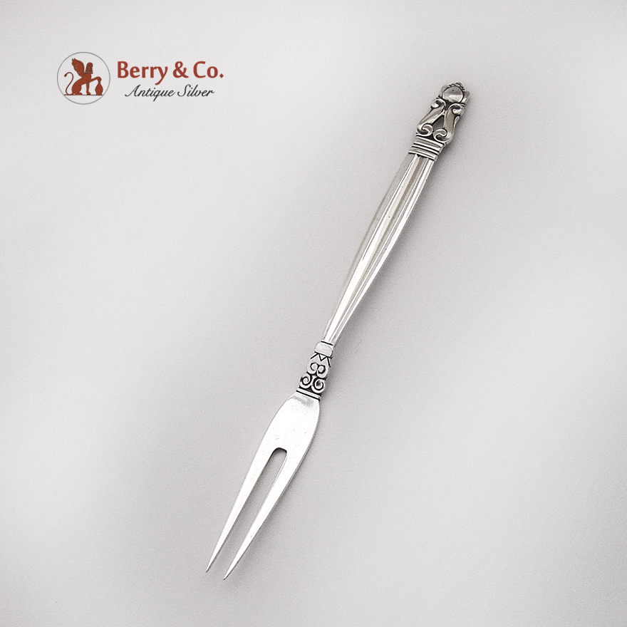 Acorn Small Serving Fork Georg Jensen Sterling Silver 1950 Denmark