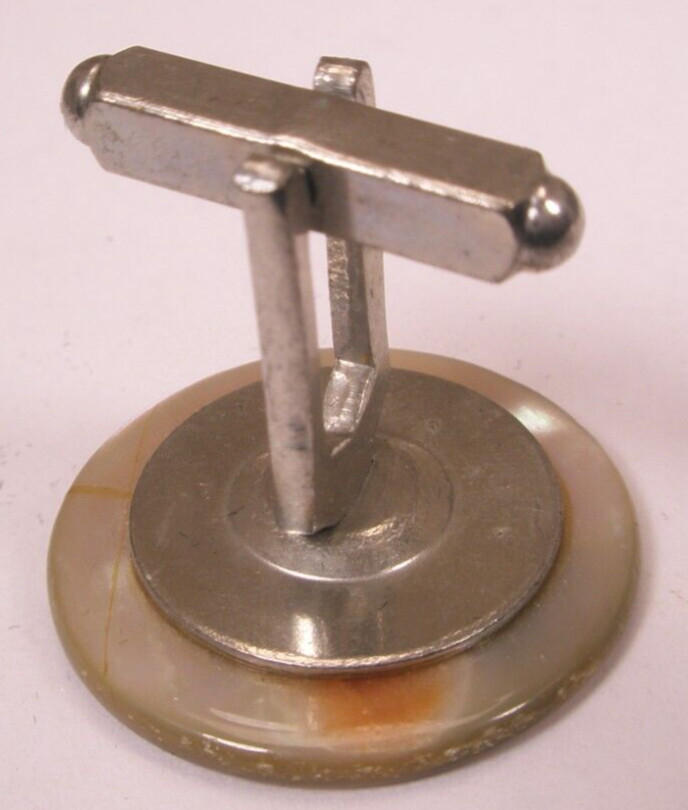 Abalone SINGLE Vintage Cuff Link replace lost/broken zL51