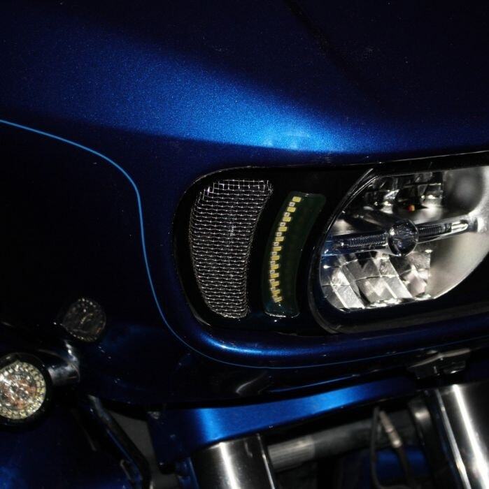 Custom Dynamics Black Vent Insert w/AW LED Lights Harley Road Glide FLTR 15-23