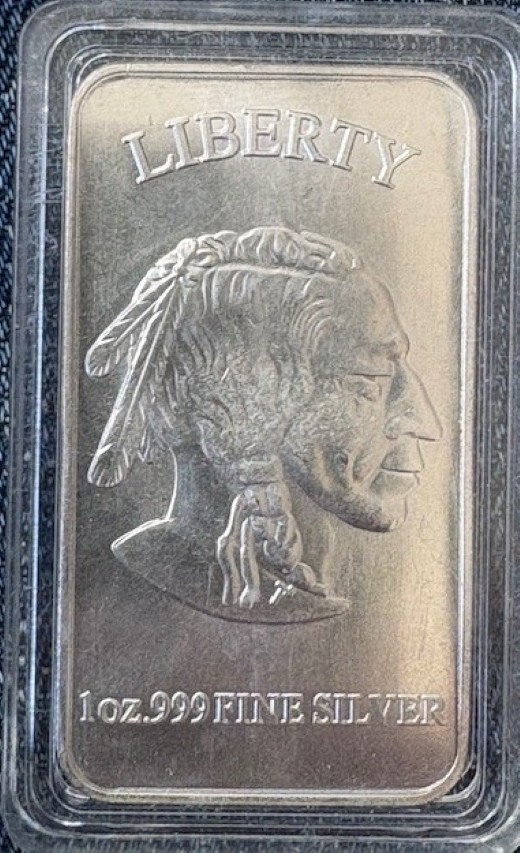Silver Plated Commemorative Indian Head Liberty Buffalo Rectangular Slab
