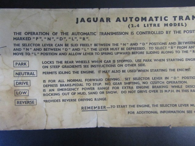 Jaguar Automatic Transmission Instructions Sleeve