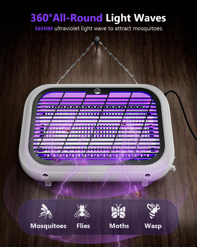 Indoor Electric Bug Zapper, Powerful Fly Zapper with Double-Layer High-Voltage G