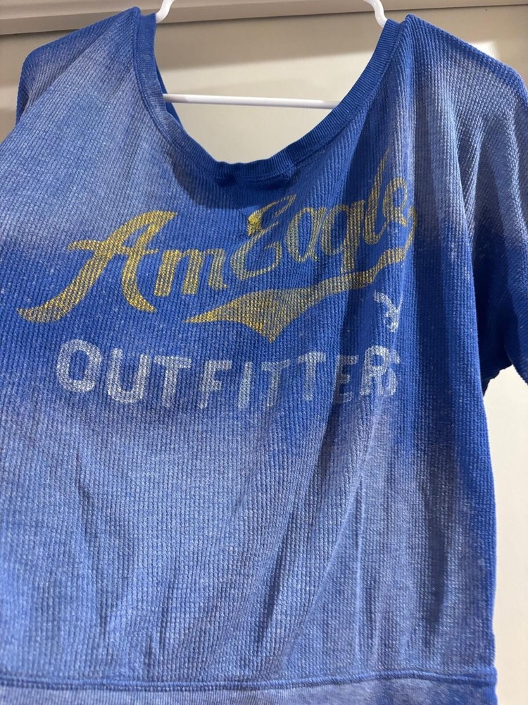 American Eagle Bleached Sweatshirt XL Blue Oversized Reworked