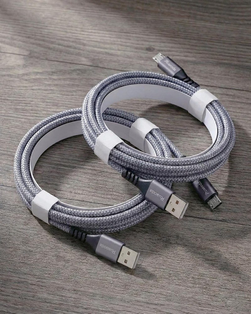 Durable Nylon Braided 6ft Micro USB Cable 2-Pack for Fast Charging Devices