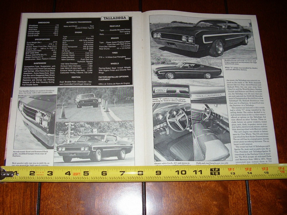 1969 FORD TORINO TALLADEGA - ORIGINAL 1985 ARTICLE
