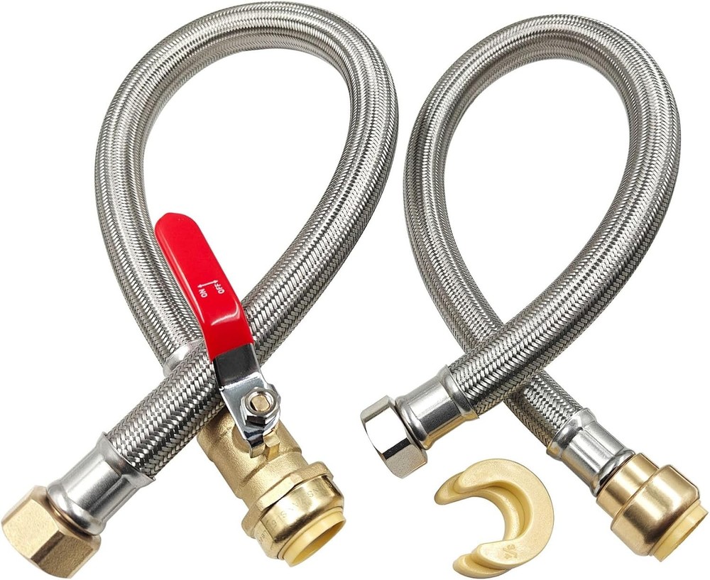 3/4" Ball Valve x 3/4" FIP x 24" Water Heater Hose Connector