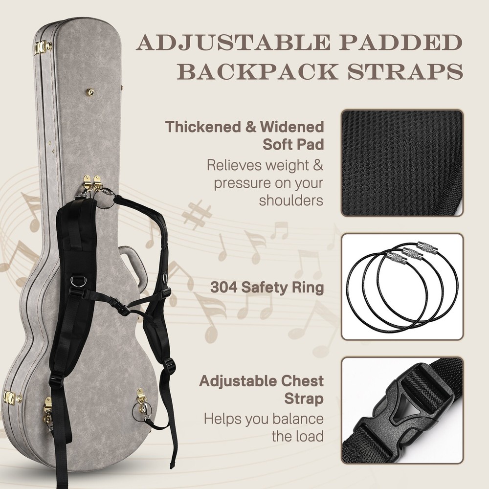 Yescom Universal Guitar Case Backpack Strap Padded Shoulder Strap Adjustable