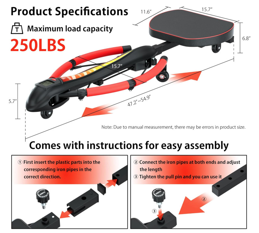 4-in-1 Rowing & Ab Machine, Core Trainer, Adjustable Home Gym Workout Tool