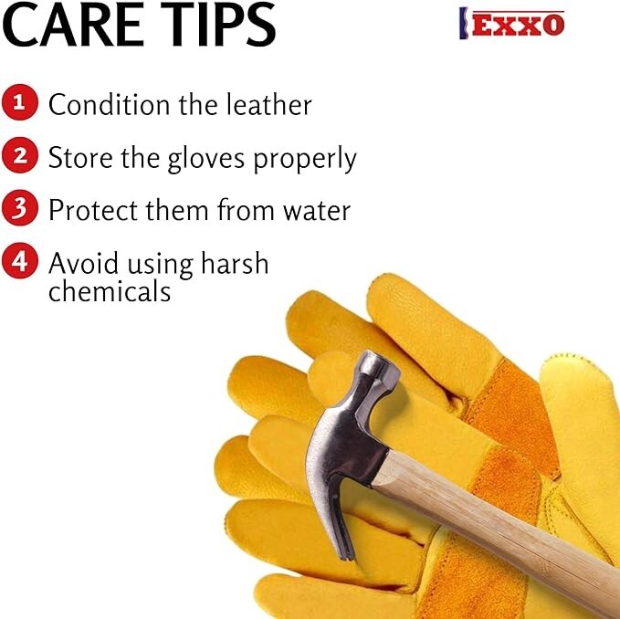 Exxo Mens Leather Work Glove Yellow