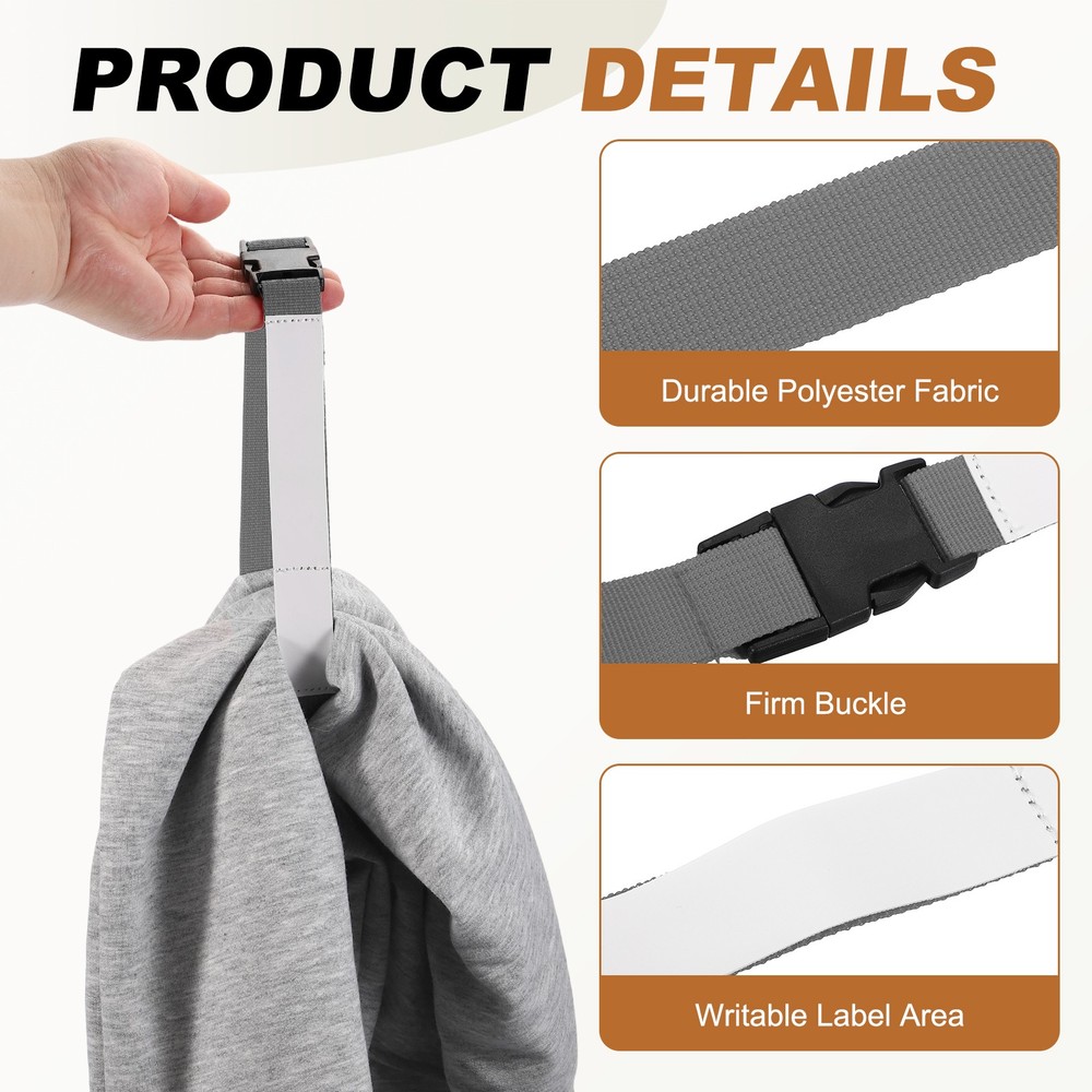 4 Pcs Multipurpose Laundry Strap with Buckle, Gray