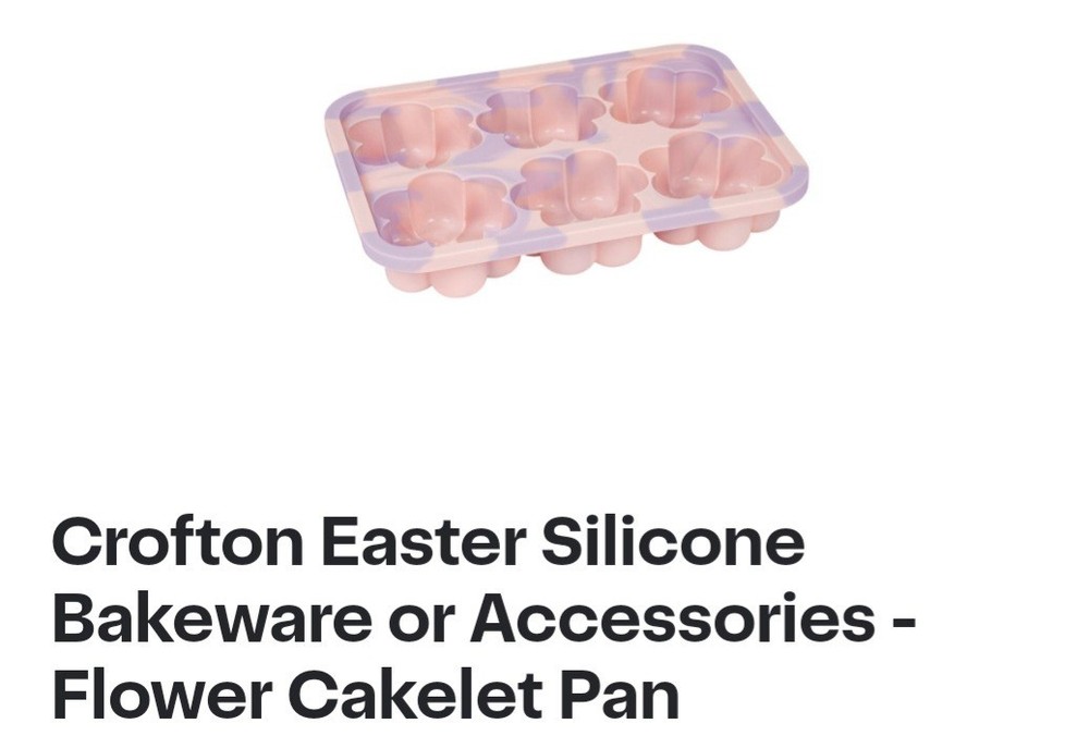 Crofton Silicone Bakeware Set Flower Cakelet Pan Baking Cups Tools 6pc