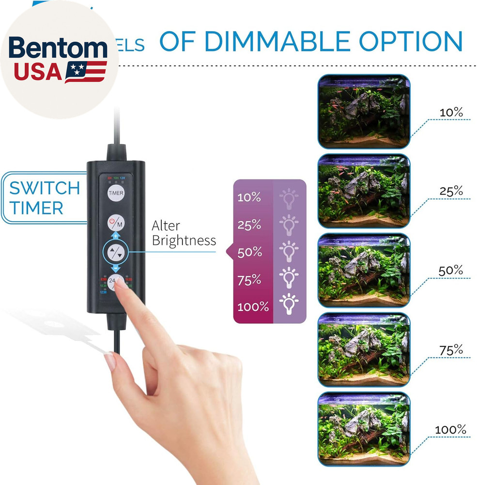 Advanced LED Aquarium Light with Timer, 24/7 Lighting Cycle & DIY Mode, Full Spe