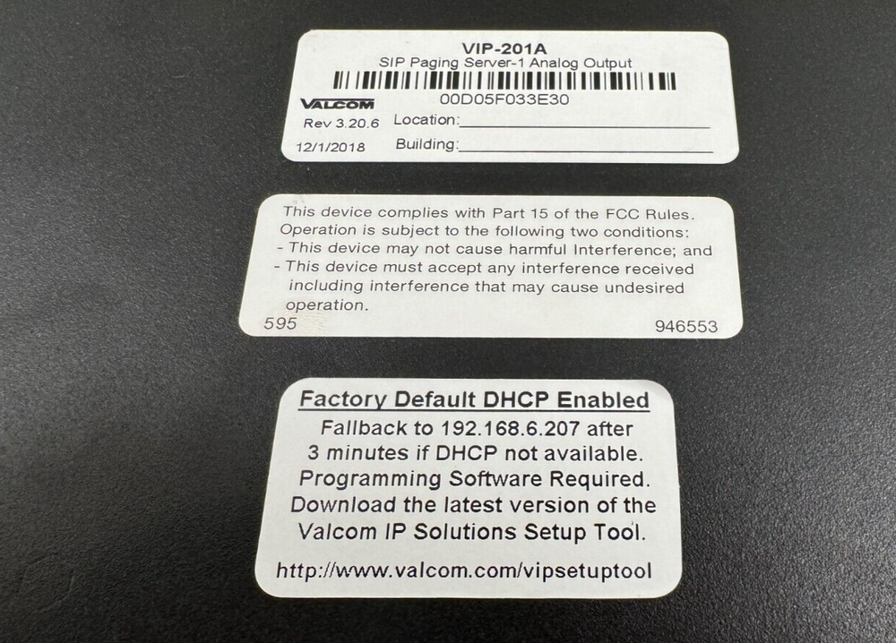 Valcom PagePro IP V201A Paging System