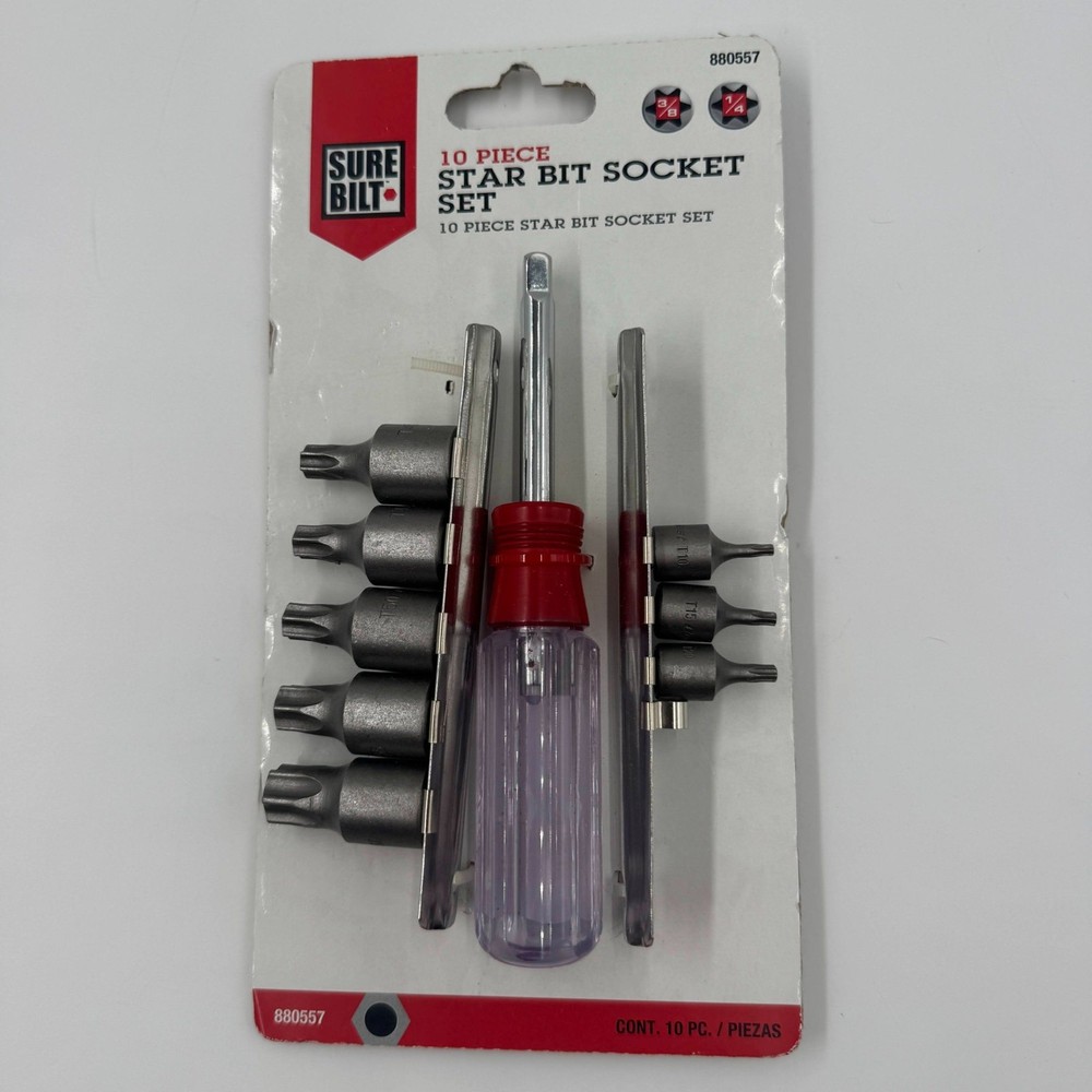 Surebilt 9 Piece Star Bit Socket Set With Handle & Various Sizes *READ*