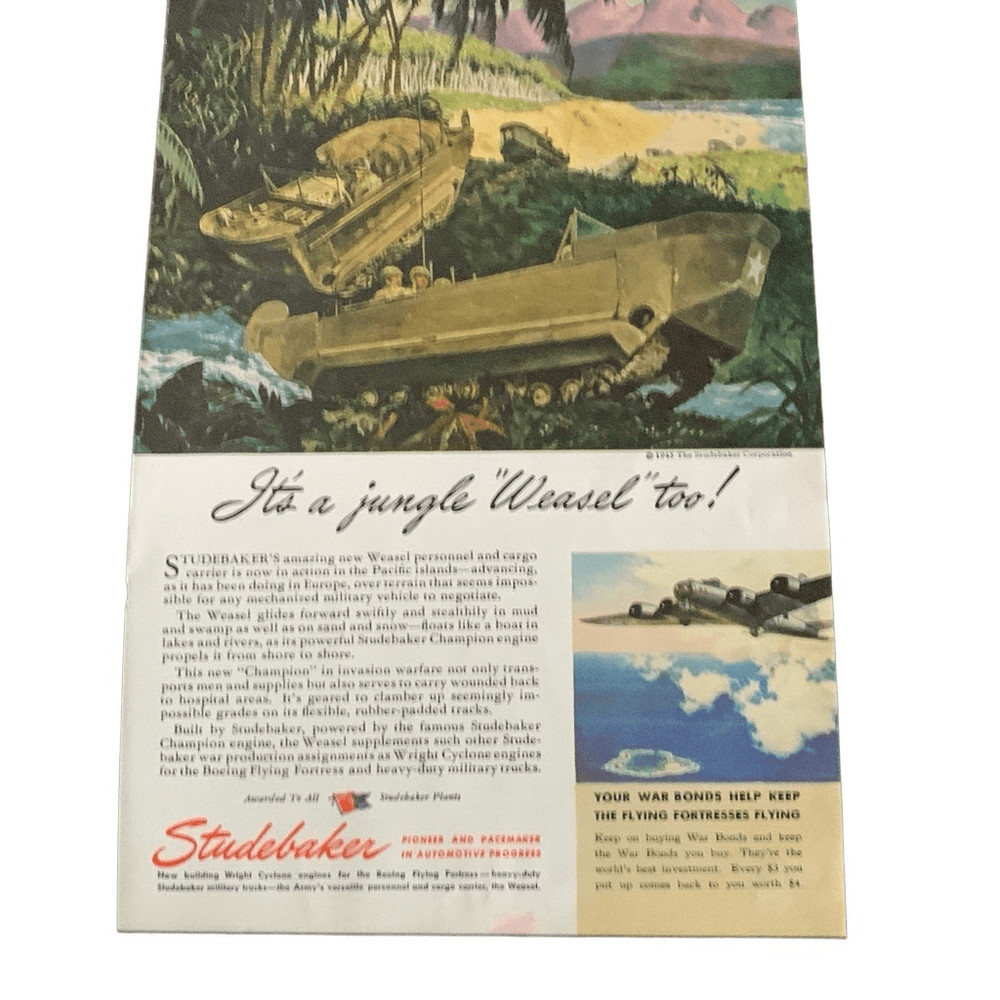 Vintage 1945 Studebaker Jingle Weasel Ad Advertisment
