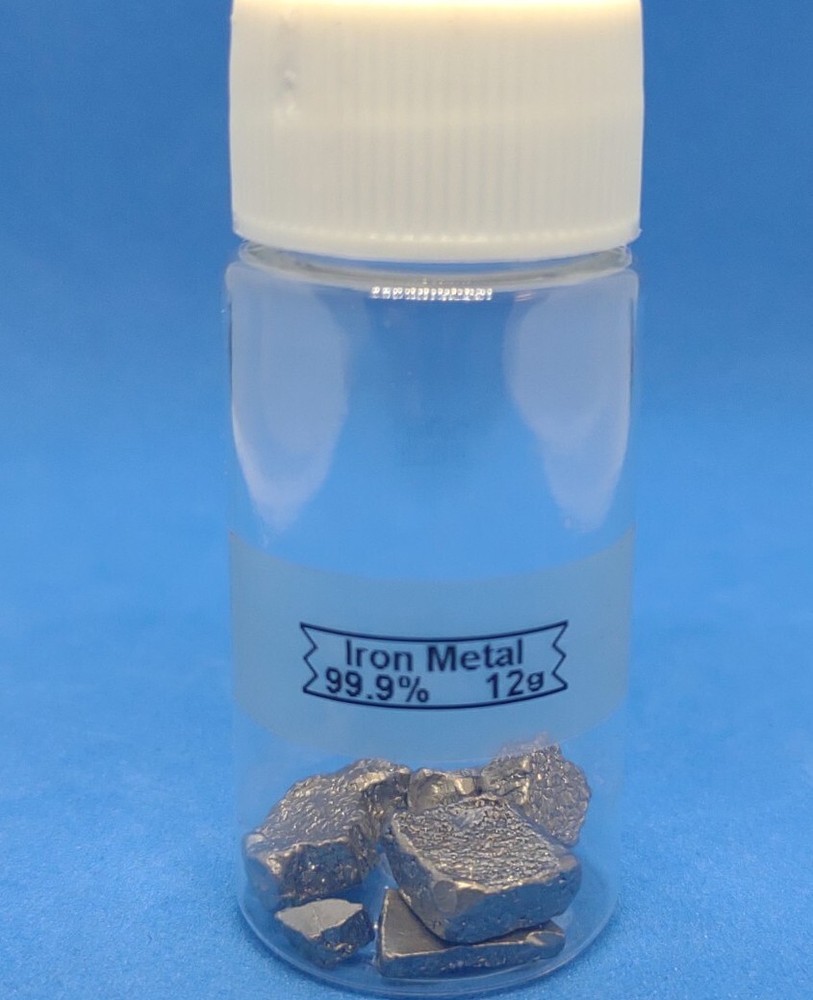 Iron Metal 12g, Element samples, 99.9% pure, Periodic Table, under Argon