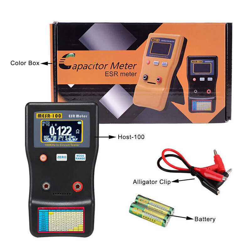 MESR-100 ESR Capacitance Ohm Meter Measuring Capacitance Resistance Volt Tester