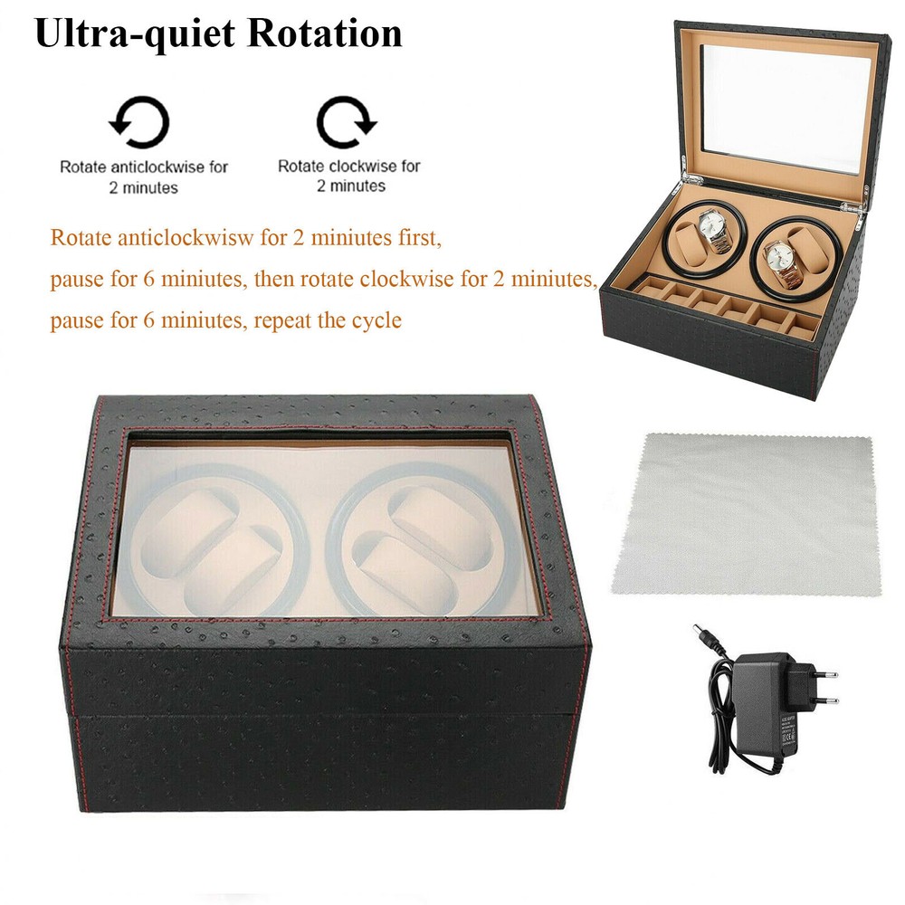 Leather 4+6 Watch Case Watch Winder Automatic Rotation Display Box Storage Case
