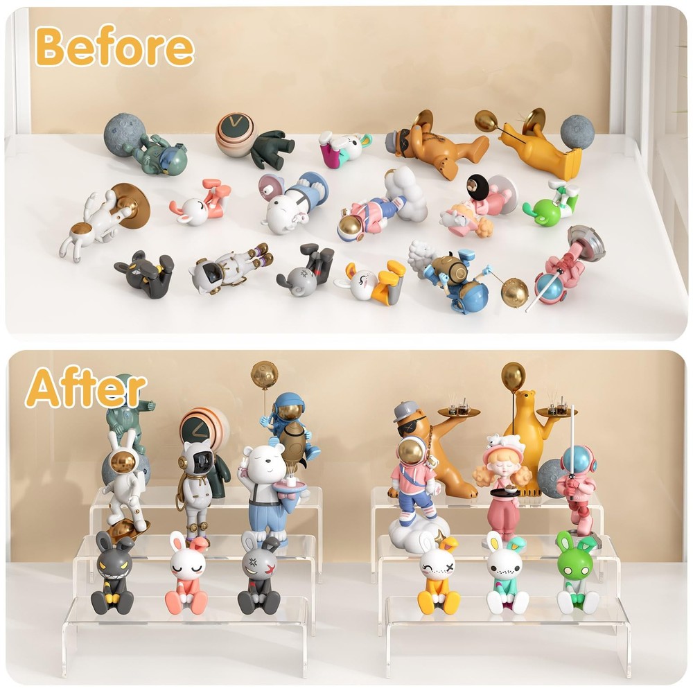 6 PCS Clear Acrylic Display Risers, Acrylic Risers for Display, Transparent R...