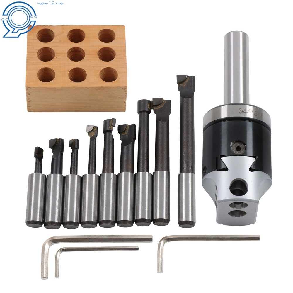 Complete Boring Kit 2" Head 3/4 Shank 9 Pack 1/2" C6 Boring Tool Set
