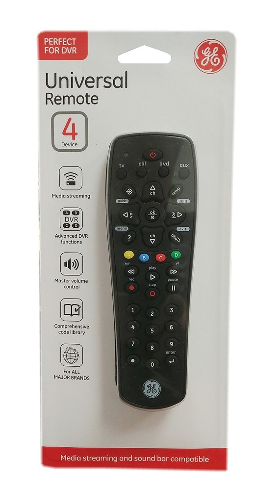 GE 34932 4 Device Universal Remote Control Black