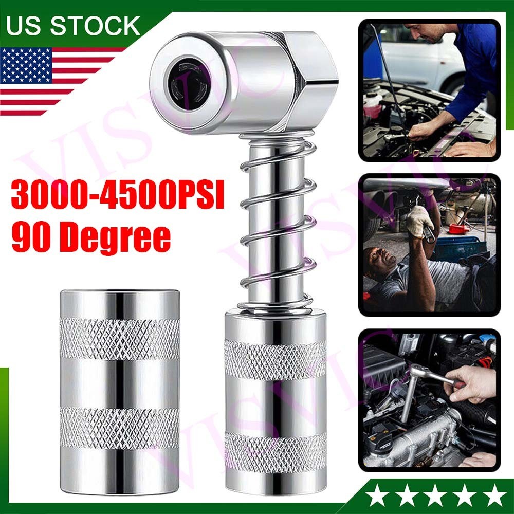 Grease Gun 90-Degree Adapter Set Includ Quick Connect Coupler Style Adapter