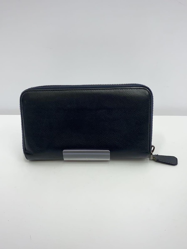 BVLGARI Long Wallet Leather NVY Plain Men's