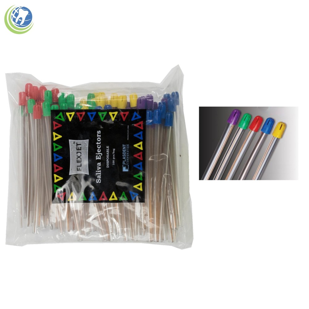 Dental Disposable Saliva Suction Ejectors Clear Assorted Tips Bendable 6" 100pc