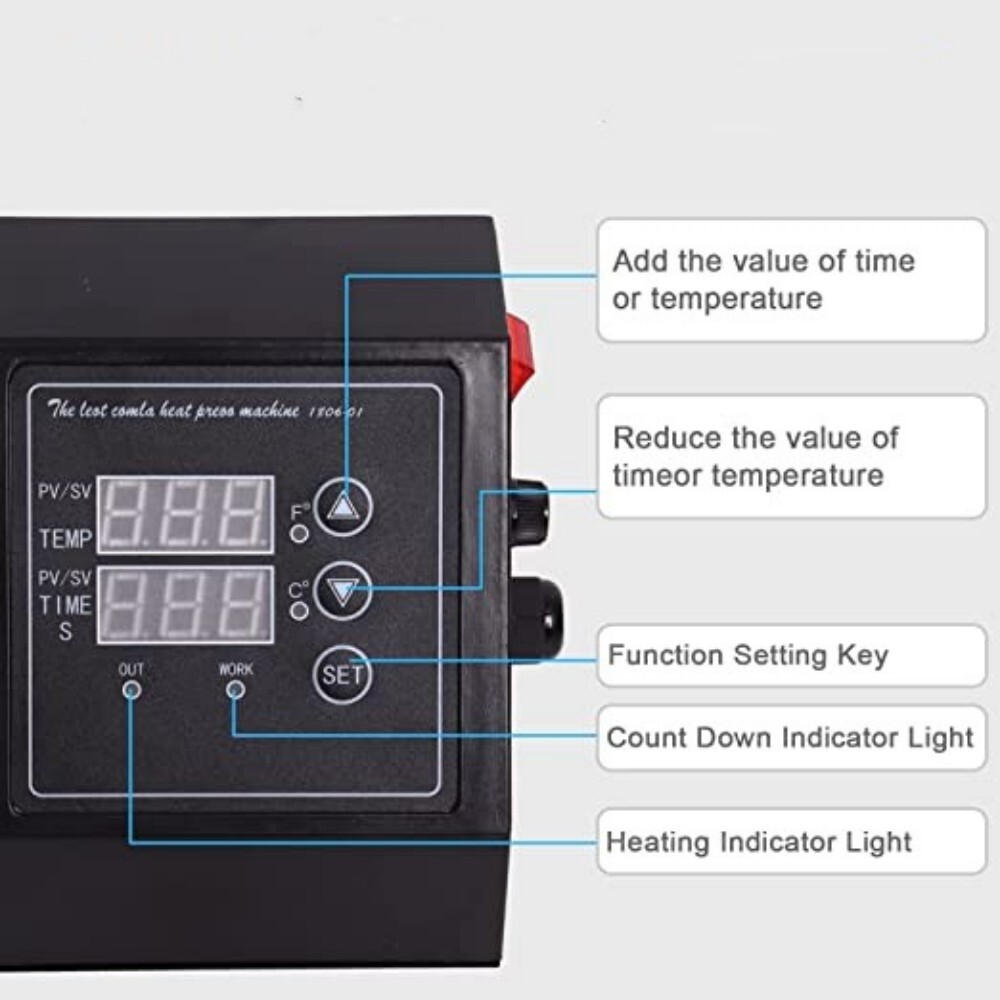Heat Press Machine Dual Display Control Box with Adjustable Temperature