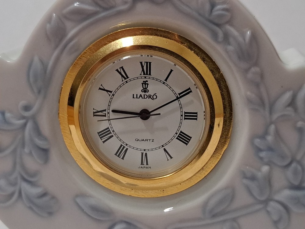 Lladro Ceramic Desk Clock - Works But Needs New Battery 4" Length